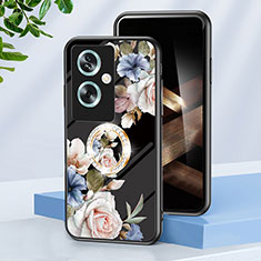 Handyhülle Silikon Hülle Rahmen Schutzhülle Spiegel Blumen S01 für Oppo A2 5G Schwarz