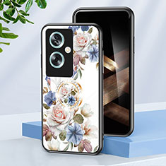 Handyhülle Silikon Hülle Rahmen Schutzhülle Spiegel Blumen S01 für Oppo A2 5G Weiß