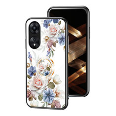 Handyhülle Silikon Hülle Rahmen Schutzhülle Spiegel Blumen S01 für Oppo A38 Weiß