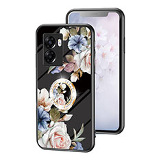 Handyhülle Silikon Hülle Rahmen Schutzhülle Spiegel Blumen S01 für Oppo A56S 5G Schwarz