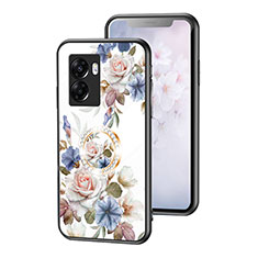 Handyhülle Silikon Hülle Rahmen Schutzhülle Spiegel Blumen S01 für Oppo A56S 5G Weiß