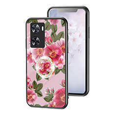 Handyhülle Silikon Hülle Rahmen Schutzhülle Spiegel Blumen S01 für Oppo A57 4G Rot