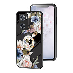 Handyhülle Silikon Hülle Rahmen Schutzhülle Spiegel Blumen S01 für Oppo A57e Schwarz