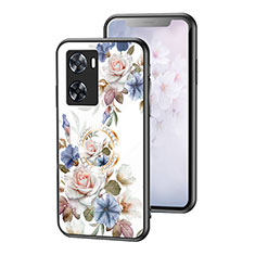 Handyhülle Silikon Hülle Rahmen Schutzhülle Spiegel Blumen S01 für Oppo A57s Weiß