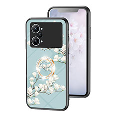 Handyhülle Silikon Hülle Rahmen Schutzhülle Spiegel Blumen S01 für Oppo K10 Pro 5G Cyan