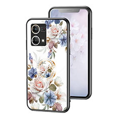 Handyhülle Silikon Hülle Rahmen Schutzhülle Spiegel Blumen S01 für Oppo Reno7 4G Weiß