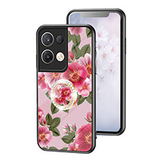 Handyhülle Silikon Hülle Rahmen Schutzhülle Spiegel Blumen S01 für Oppo Reno8 Pro+ Plus 5G Rot