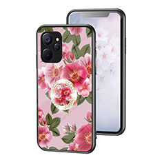 Handyhülle Silikon Hülle Rahmen Schutzhülle Spiegel Blumen S01 für Realme 10T 5G Rot