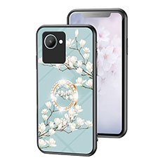 Handyhülle Silikon Hülle Rahmen Schutzhülle Spiegel Blumen S01 für Realme C30 Cyan