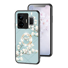 Handyhülle Silikon Hülle Rahmen Schutzhülle Spiegel Blumen S01 für Realme GT Neo5 240W 5G Cyan