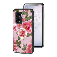 Handyhülle Silikon Hülle Rahmen Schutzhülle Spiegel Blumen S01 für Realme V23 5G Rot