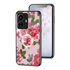 Handyhülle Silikon Hülle Rahmen Schutzhülle Spiegel Blumen S01 für Vivo iQOO Z6 Lite 5G Rot