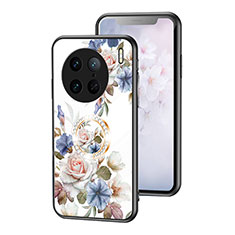 Handyhülle Silikon Hülle Rahmen Schutzhülle Spiegel Blumen S01 für Vivo X90 Pro 5G Weiß