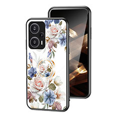 Handyhülle Silikon Hülle Rahmen Schutzhülle Spiegel Blumen S01 für Xiaomi Poco F5 5G Weiß