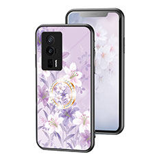 Handyhülle Silikon Hülle Rahmen Schutzhülle Spiegel Blumen S01 für Xiaomi Poco F5 Pro 5G Helles Lila