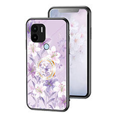 Handyhülle Silikon Hülle Rahmen Schutzhülle Spiegel Blumen S01 für Xiaomi Redmi A1 Plus Helles Lila