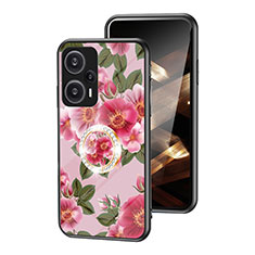 Handyhülle Silikon Hülle Rahmen Schutzhülle Spiegel Blumen S01 für Xiaomi Redmi Note 12 Turbo 5G Rot