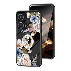 Handyhülle Silikon Hülle Rahmen Schutzhülle Spiegel Blumen S01 für Xiaomi Redmi Note 12 Turbo 5G Schwarz