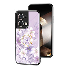 Handyhülle Silikon Hülle Rahmen Schutzhülle Spiegel Blumen S01 für Xiaomi Redmi Note 13 5G Helles Lila