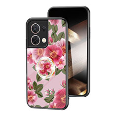 Handyhülle Silikon Hülle Rahmen Schutzhülle Spiegel Blumen S01 für Xiaomi Redmi Note 13 5G Rot