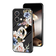 Handyhülle Silikon Hülle Rahmen Schutzhülle Spiegel Blumen S01 für Xiaomi Redmi Note 13 5G Schwarz