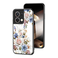 Handyhülle Silikon Hülle Rahmen Schutzhülle Spiegel Blumen S01 für Xiaomi Redmi Note 13 Pro 5G Weiß