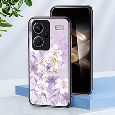 Handyhülle Silikon Hülle Rahmen Schutzhülle Spiegel Blumen S01 für Xiaomi Redmi Note 13 Pro+ Plus 5G Helles Lila
