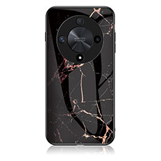 Handyhülle Silikon Hülle Rahmen Schutzhülle Spiegel Modisch Muster für Huawei Honor Magic6 Lite 5G Gold und Schwarz