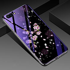 Handyhülle Silikon Hülle Rahmen Schutzhülle Spiegel Modisch Muster für Oppo AX5 Violett und Schwarz