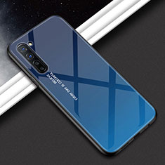 Handyhülle Silikon Hülle Rahmen Schutzhülle Spiegel Modisch Muster für Oppo F15 Blau