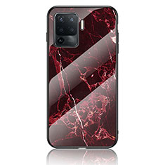 Handyhülle Silikon Hülle Rahmen Schutzhülle Spiegel Modisch Muster für Oppo Reno5 F Rot