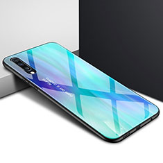 Handyhülle Silikon Hülle Rahmen Schutzhülle Spiegel Modisch Muster für Samsung Galaxy A70 Hellblau