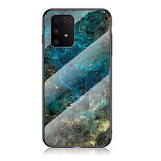 Handyhülle Silikon Hülle Rahmen Schutzhülle Spiegel Modisch Muster für Samsung Galaxy A91 Blau