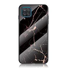 Handyhülle Silikon Hülle Rahmen Schutzhülle Spiegel Modisch Muster für Samsung Galaxy F12 Gold und Schwarz