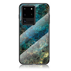 Handyhülle Silikon Hülle Rahmen Schutzhülle Spiegel Modisch Muster für Samsung Galaxy S20 Ultra 5G Blau
