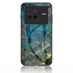 Handyhülle Silikon Hülle Rahmen Schutzhülle Spiegel Modisch Muster für Vivo X80 5G Blau