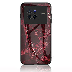 Handyhülle Silikon Hülle Rahmen Schutzhülle Spiegel Modisch Muster für Vivo X80 5G Rot
