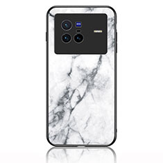 Handyhülle Silikon Hülle Rahmen Schutzhülle Spiegel Modisch Muster für Vivo X80 5G Weiß