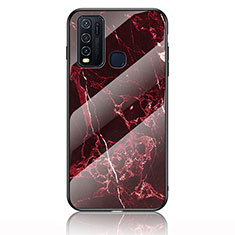 Handyhülle Silikon Hülle Rahmen Schutzhülle Spiegel Modisch Muster für Vivo Y50 Rot