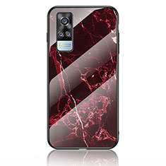 Handyhülle Silikon Hülle Rahmen Schutzhülle Spiegel Modisch Muster für Vivo Y51 (2021) Rot