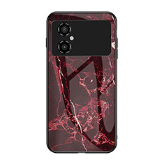 Handyhülle Silikon Hülle Rahmen Schutzhülle Spiegel Modisch Muster für Xiaomi Poco M4 5G Rot