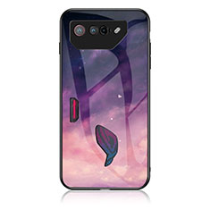 Handyhülle Silikon Hülle Rahmen Schutzhülle Spiegel Modisch Muster LS1 für Asus ROG Phone 7 Pro Violett