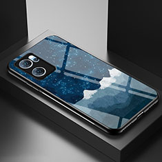 Handyhülle Silikon Hülle Rahmen Schutzhülle Spiegel Modisch Muster LS1 für Oppo Find X5 Lite 5G Blau