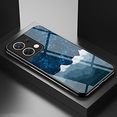 Handyhülle Silikon Hülle Rahmen Schutzhülle Spiegel Modisch Muster LS1 für Oppo Reno9 5G Blau