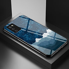 Handyhülle Silikon Hülle Rahmen Schutzhülle Spiegel Modisch Muster LS1 für Samsung Galaxy M02s Blau
