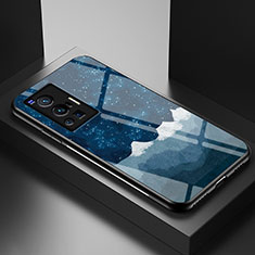 Handyhülle Silikon Hülle Rahmen Schutzhülle Spiegel Modisch Muster LS1 für Vivo X70 Pro 5G Blau