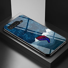 Handyhülle Silikon Hülle Rahmen Schutzhülle Spiegel Modisch Muster LS2 für Asus ROG Phone 5 Ultimate Blau