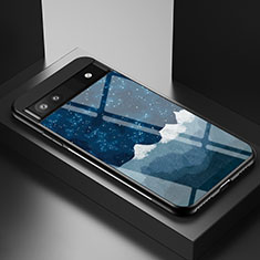 Handyhülle Silikon Hülle Rahmen Schutzhülle Spiegel Modisch Muster LS2 für Google Pixel 6a 5G Blau