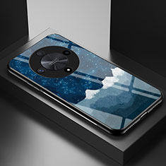 Handyhülle Silikon Hülle Rahmen Schutzhülle Spiegel Modisch Muster LS2 für Huawei Honor Magic6 Lite 5G Blau