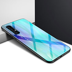 Handyhülle Silikon Hülle Rahmen Schutzhülle Spiegel Modisch Muster S01 für Oppo Reno3 Pro Cyan